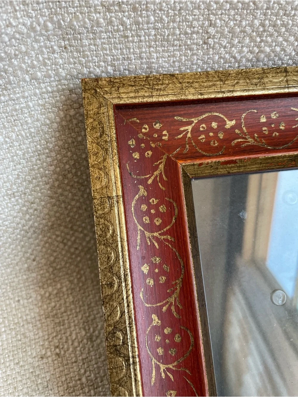 Vintage Ornate Handcrafted Red and Gold Decorative Picture Frame Fits 4x6